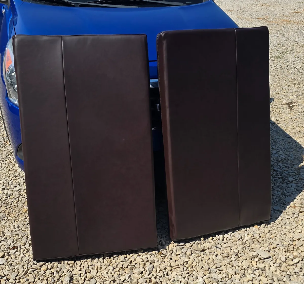Recovered camper cushions after upholstery work