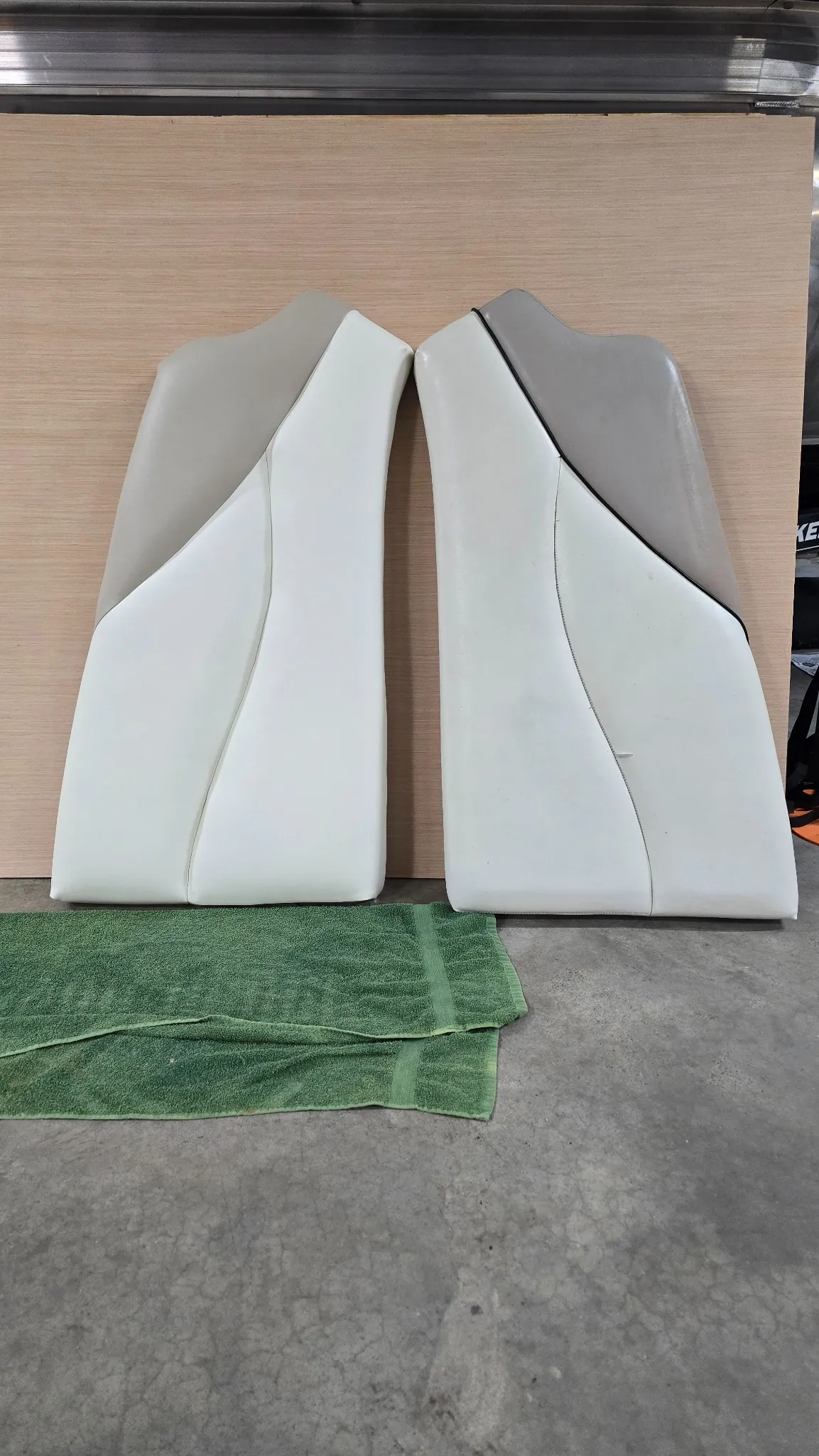 Before and after pontoon upholstery panels